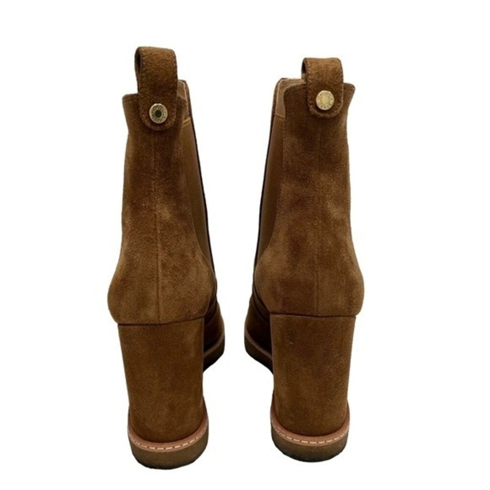 VERONICA BEARD Wedge Chelsea Boots Suede hazel wood Tan Pull on Booties Size 9 - Picture 5 of 12